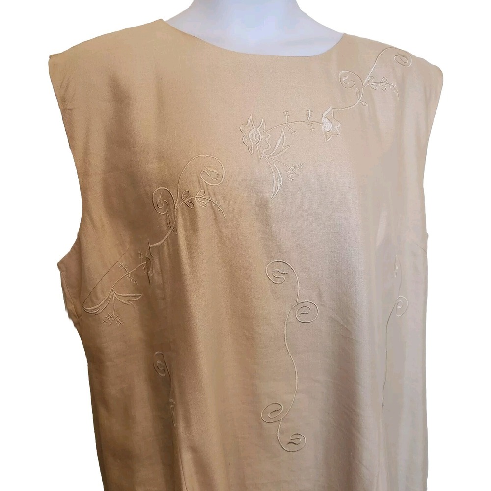 Sherry Taylor Collection Womens 4X Midi Dress‎ Laganlook Light Beige Shift Lined